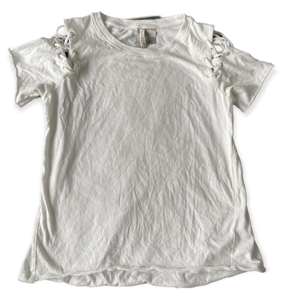 H&M Tops - H&M 100% Cotton White Corset / Lace Up Short Sleeve Shirt